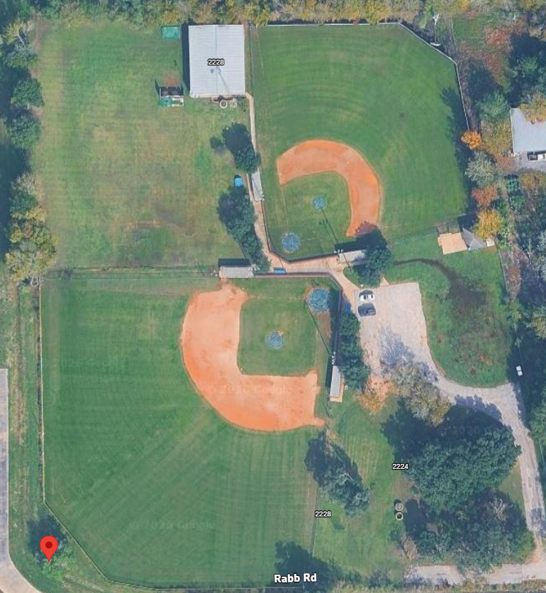 Aerial view of the Texas Standard Baseball facility at 2234 Rabb Road, Fresno, Texas